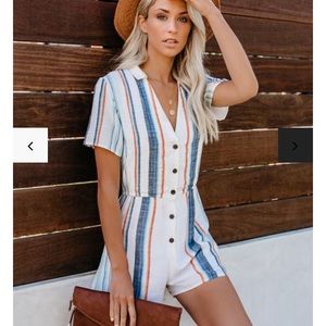 VICI Gibson Striped Button Down Romper